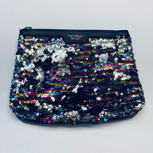 Victoria’s‎ Secret Sequin Sparkle Wristlet Purse Travel Makeup Cosmetic Bag